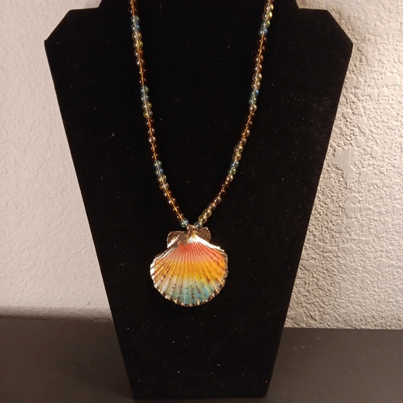 EXQUISITE 1950 Louis Dell Olio Aurora Crystal Capiz Shell 10" Bohochic Necklace. - Picture 5 of 5